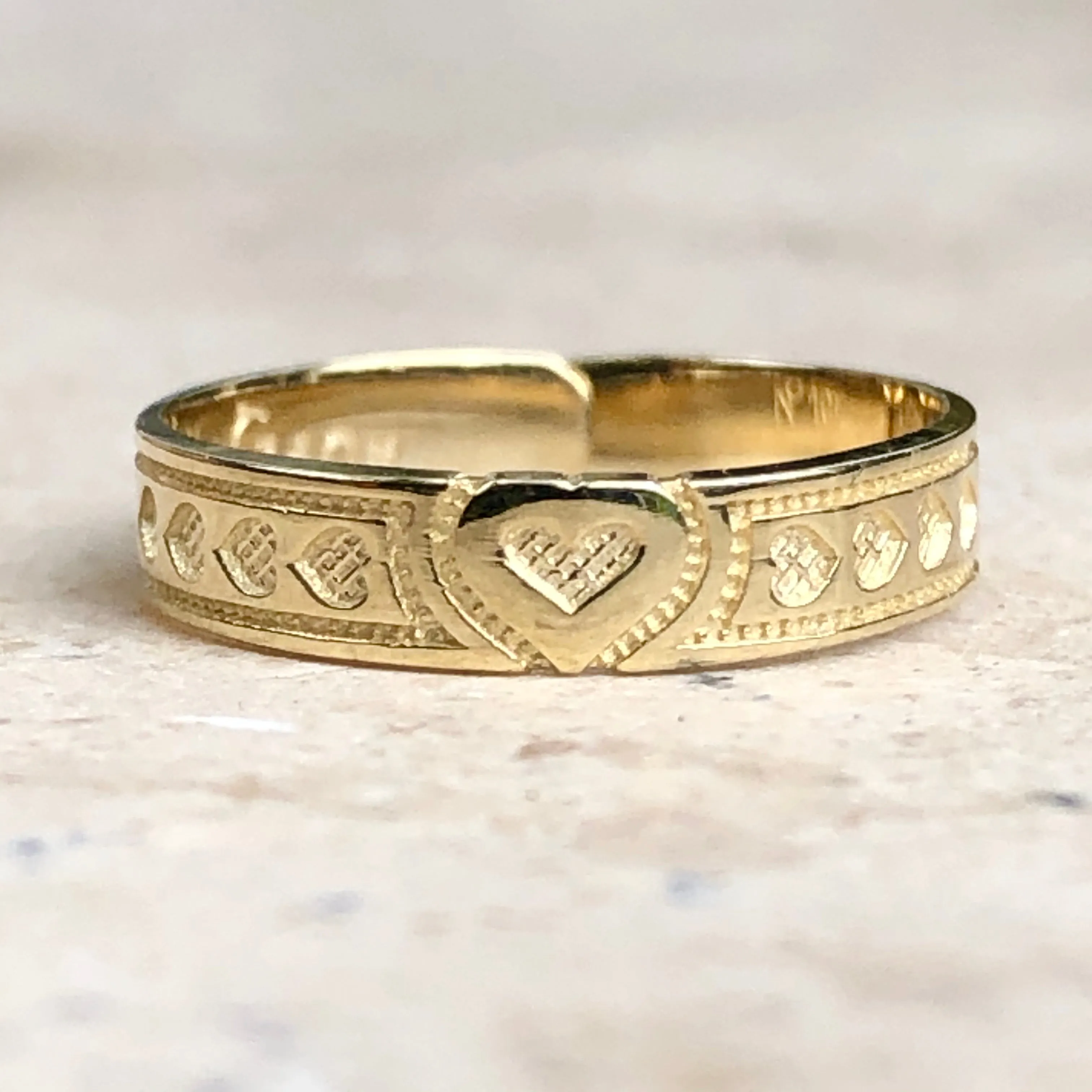 14KT Yellow Gold Hearts Design Toe Ring