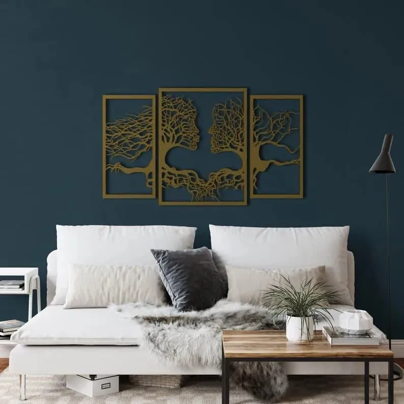 2 Facing Tree Metal Wall Decor