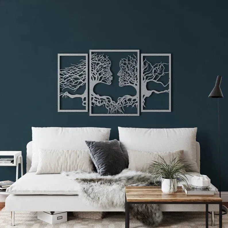 2 Facing Tree Metal Wall Decor