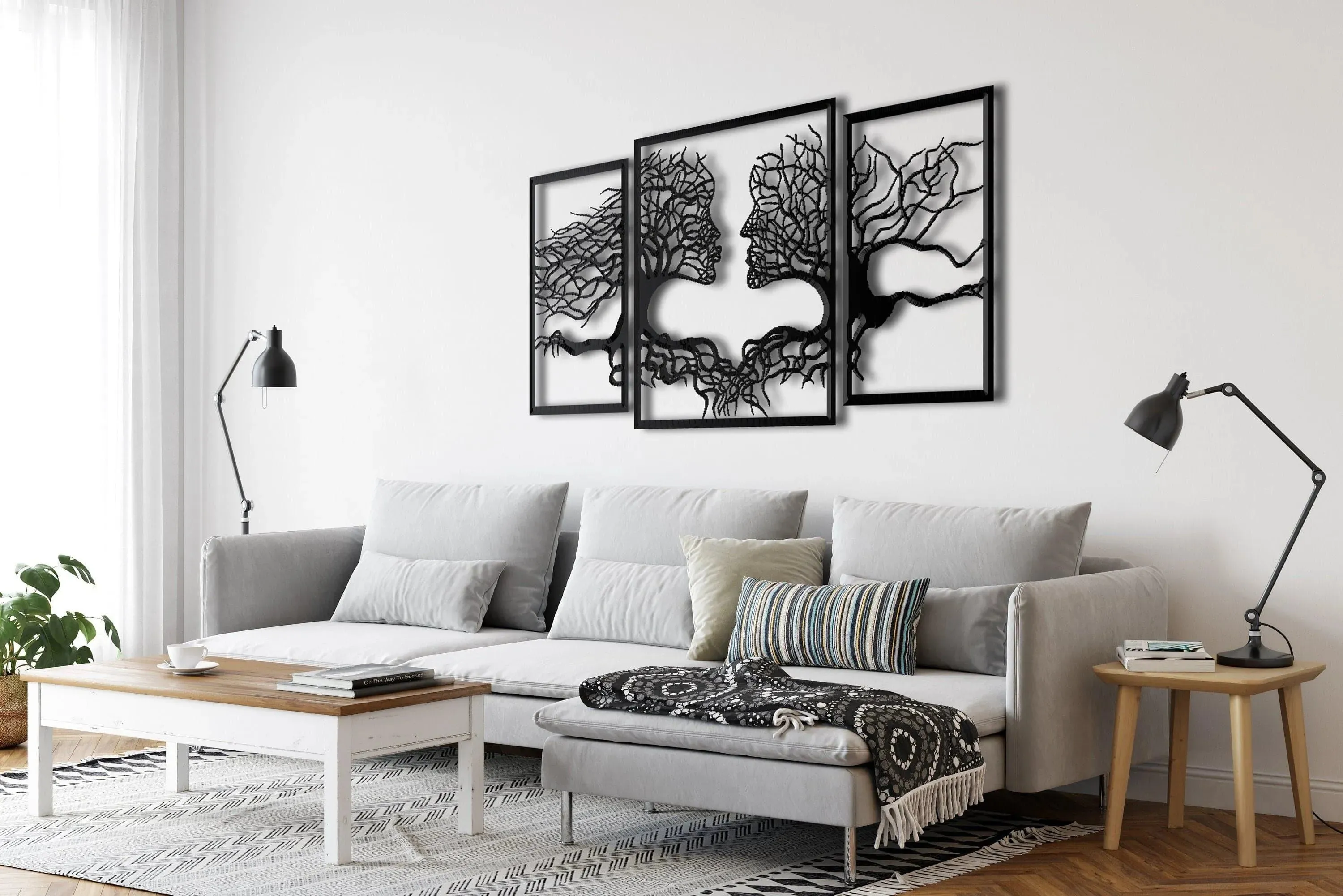 2 Facing Tree Metal Wall Decor