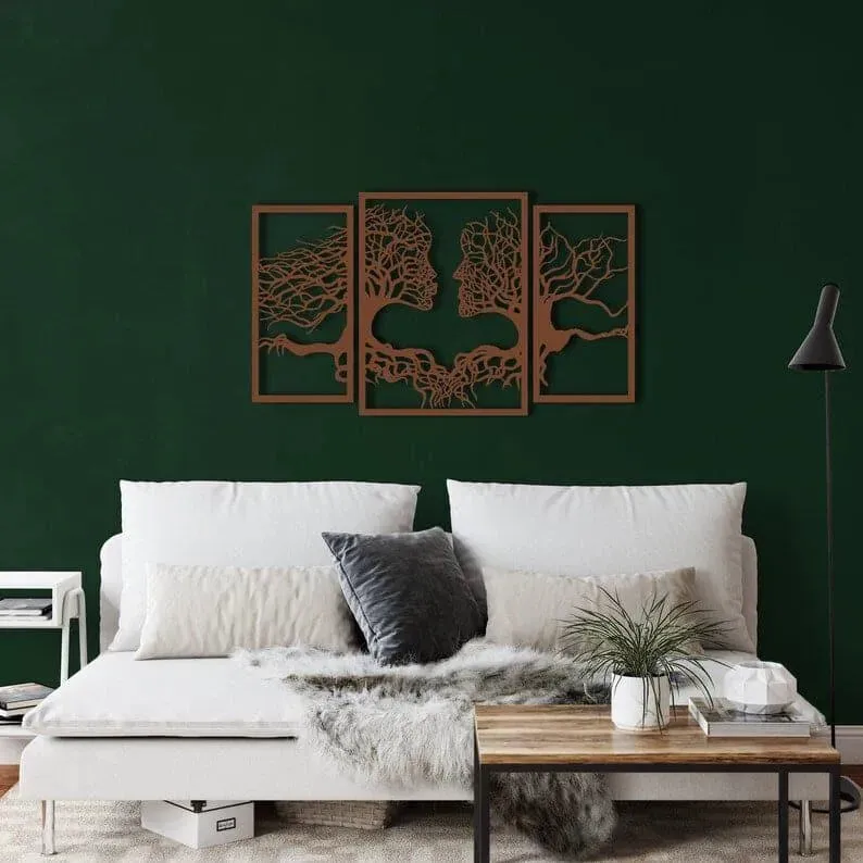 2 Facing Tree Metal Wall Decor
