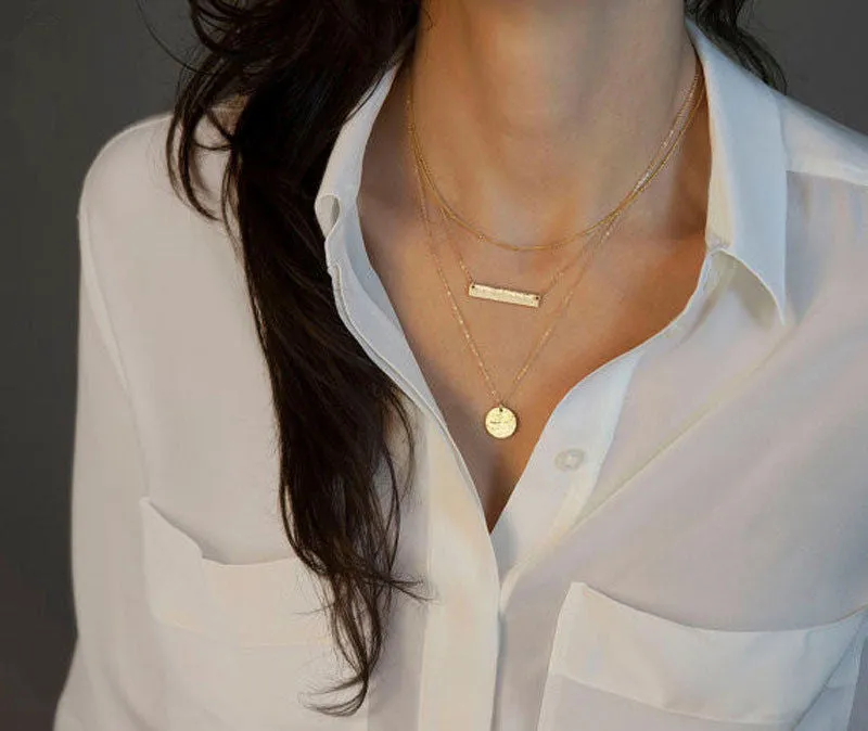3 Layered Gold Charm Pendant Necklace