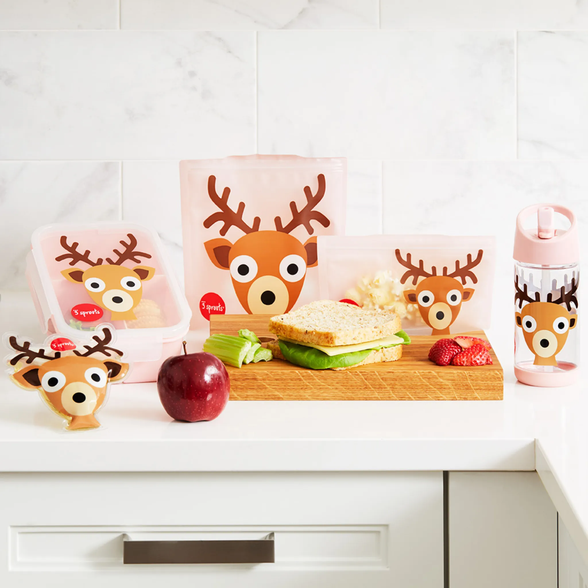 3 Sprouts Water Bottle - Deer