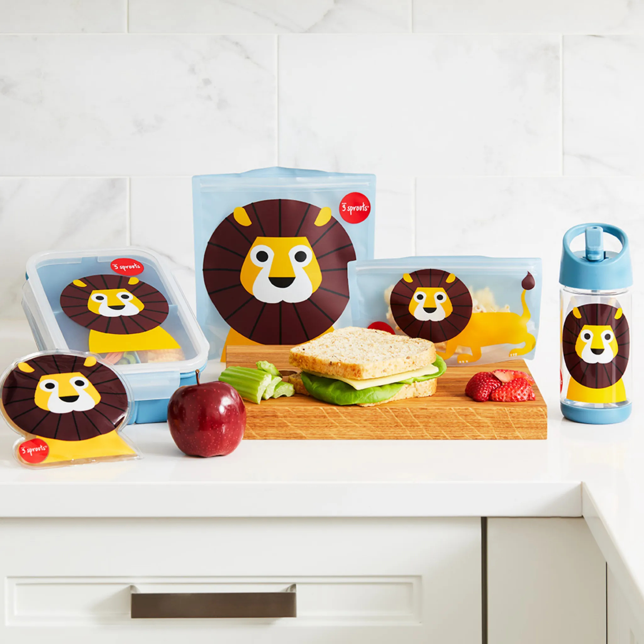 3 Sprouts Water Bottle - Lion