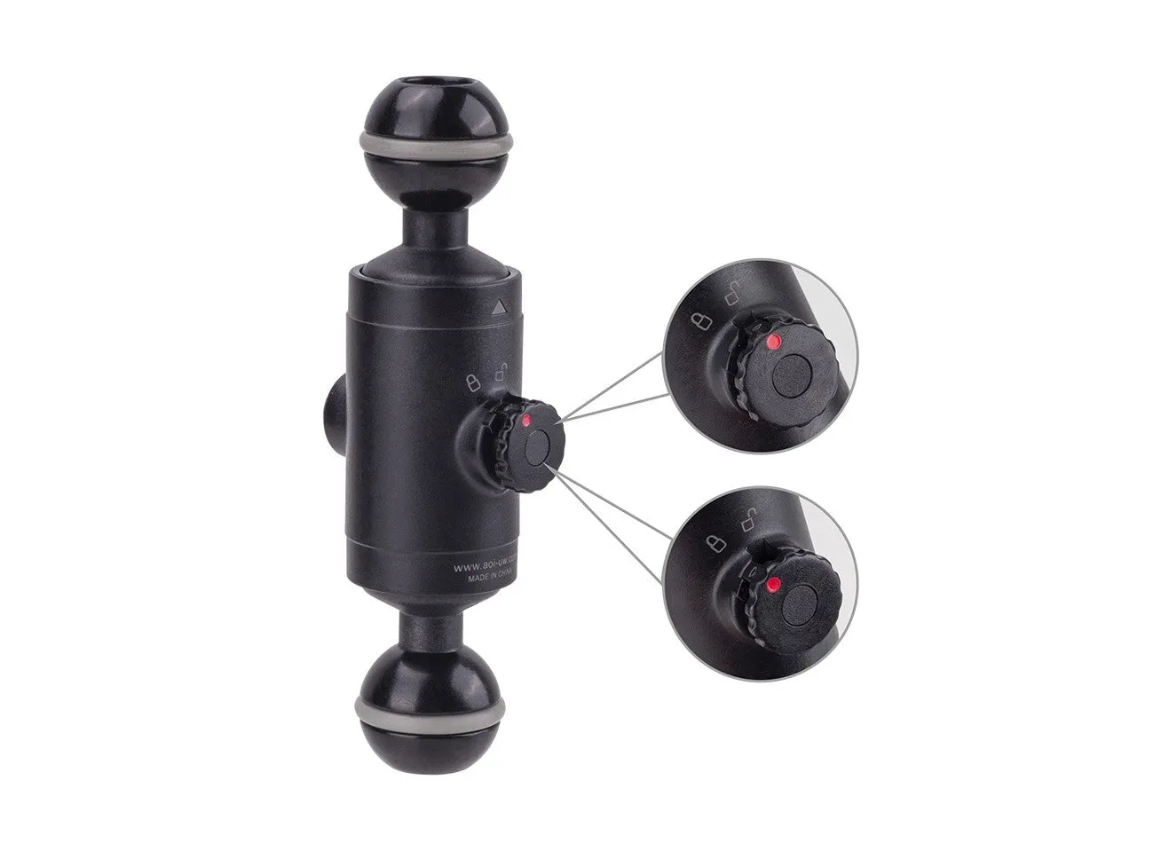 AOI Quick Release System -11 Base with Ball Mount to Ball Mount (Black)