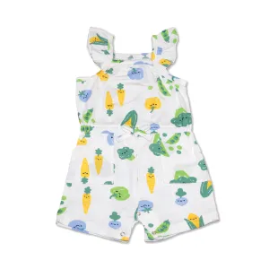 Bamboo Sleeveless Ruffle Romper (Farmers Market Print)
