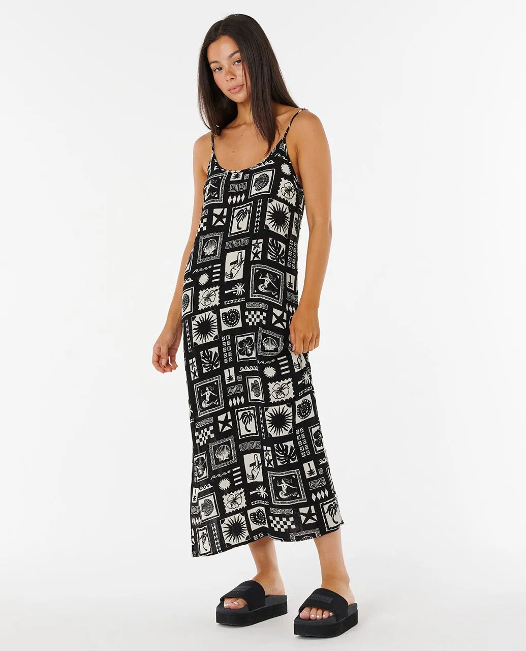 BEACH PARTY MIDI DRESS - BLACK