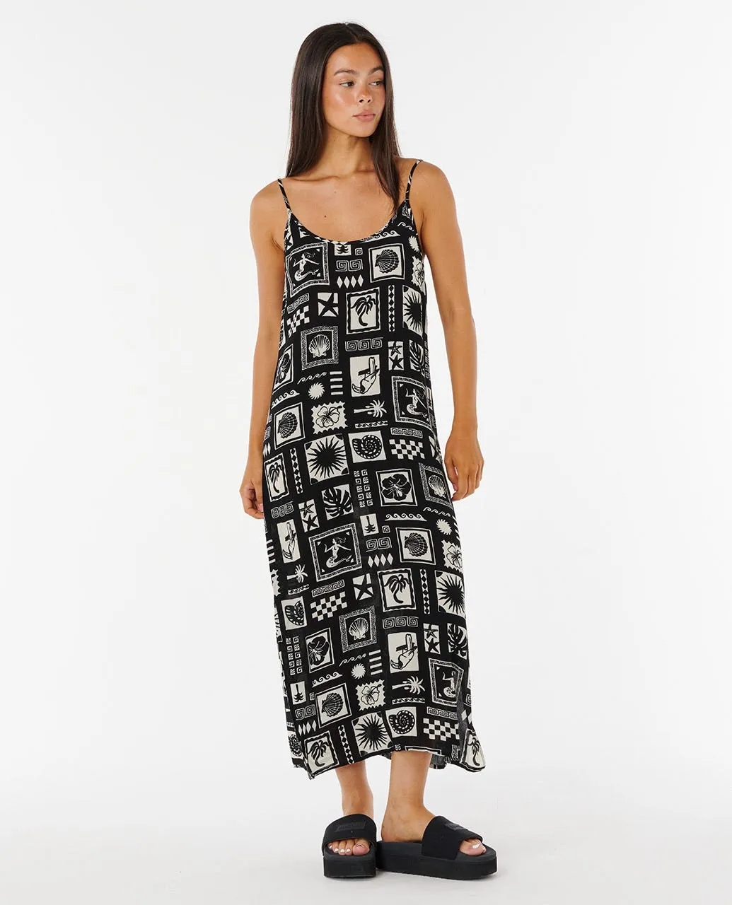BEACH PARTY MIDI DRESS - BLACK