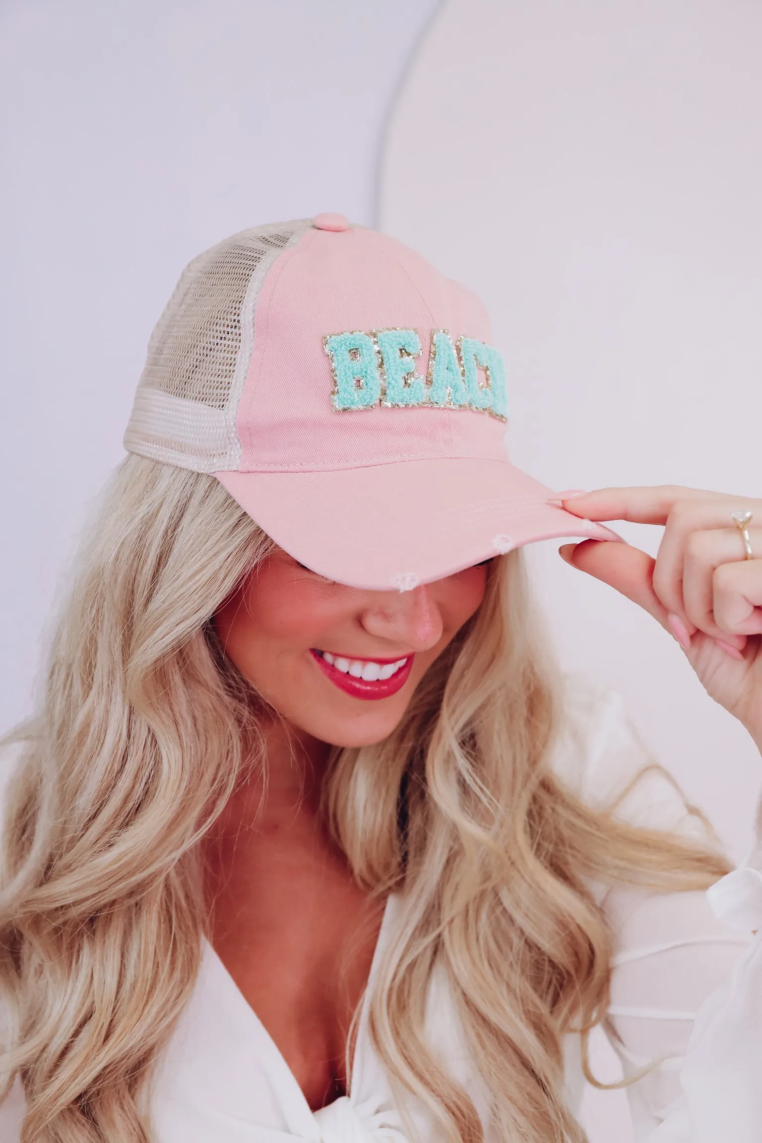 Beach Patch Baseball Cap - Pink
