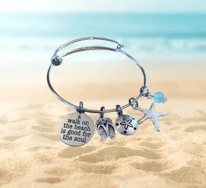 Beach themed Bangle Bracelet - a walk on the beach is good for your soul