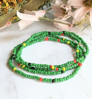 Beaded Stretch Cord Anklet-Green