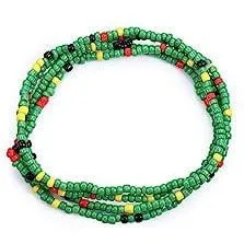 Beaded Stretch Cord Anklet-Green
