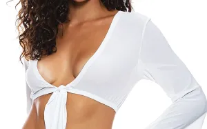 Bell Sleeve Crop-Ruffle Sarong Mini Skirt ::RET