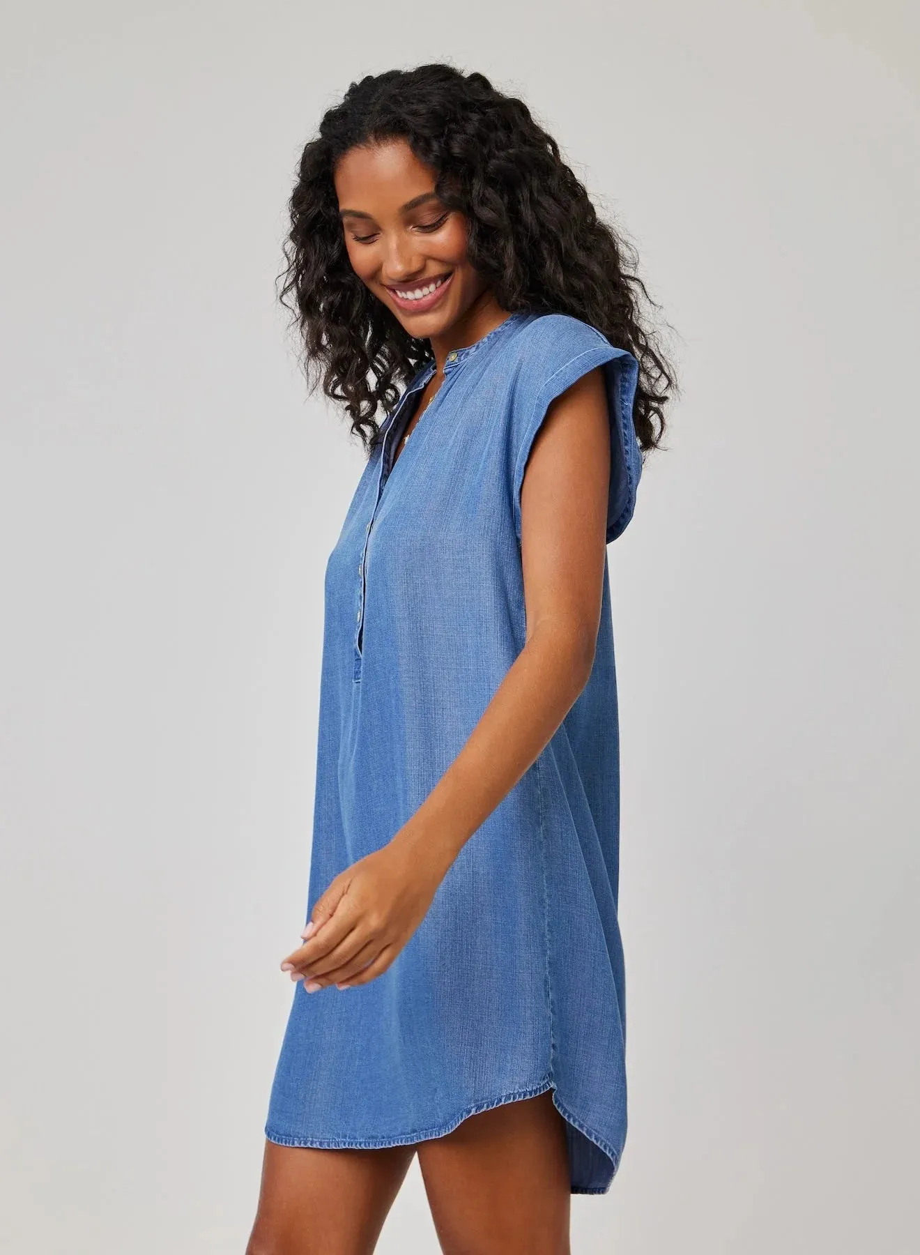 BELLA DAHL- Women's Cap Sleeve Henley Dress