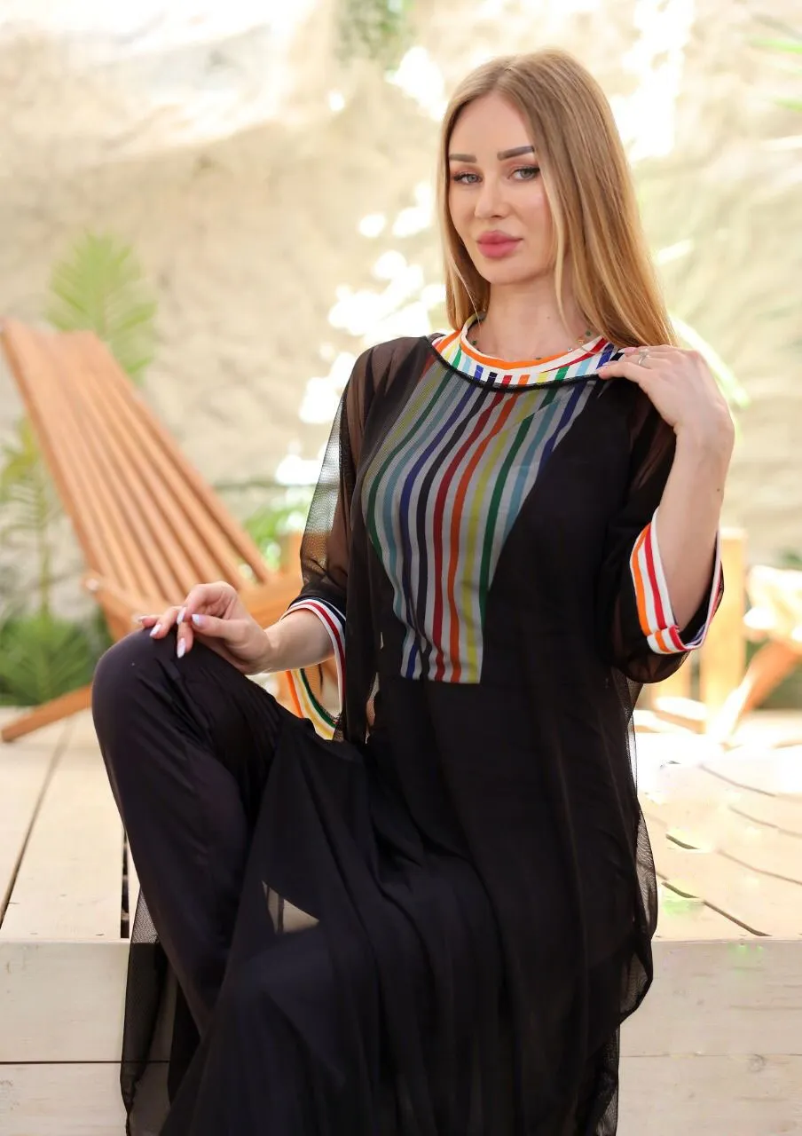 Black elegant water proof swimsuit & beach cover