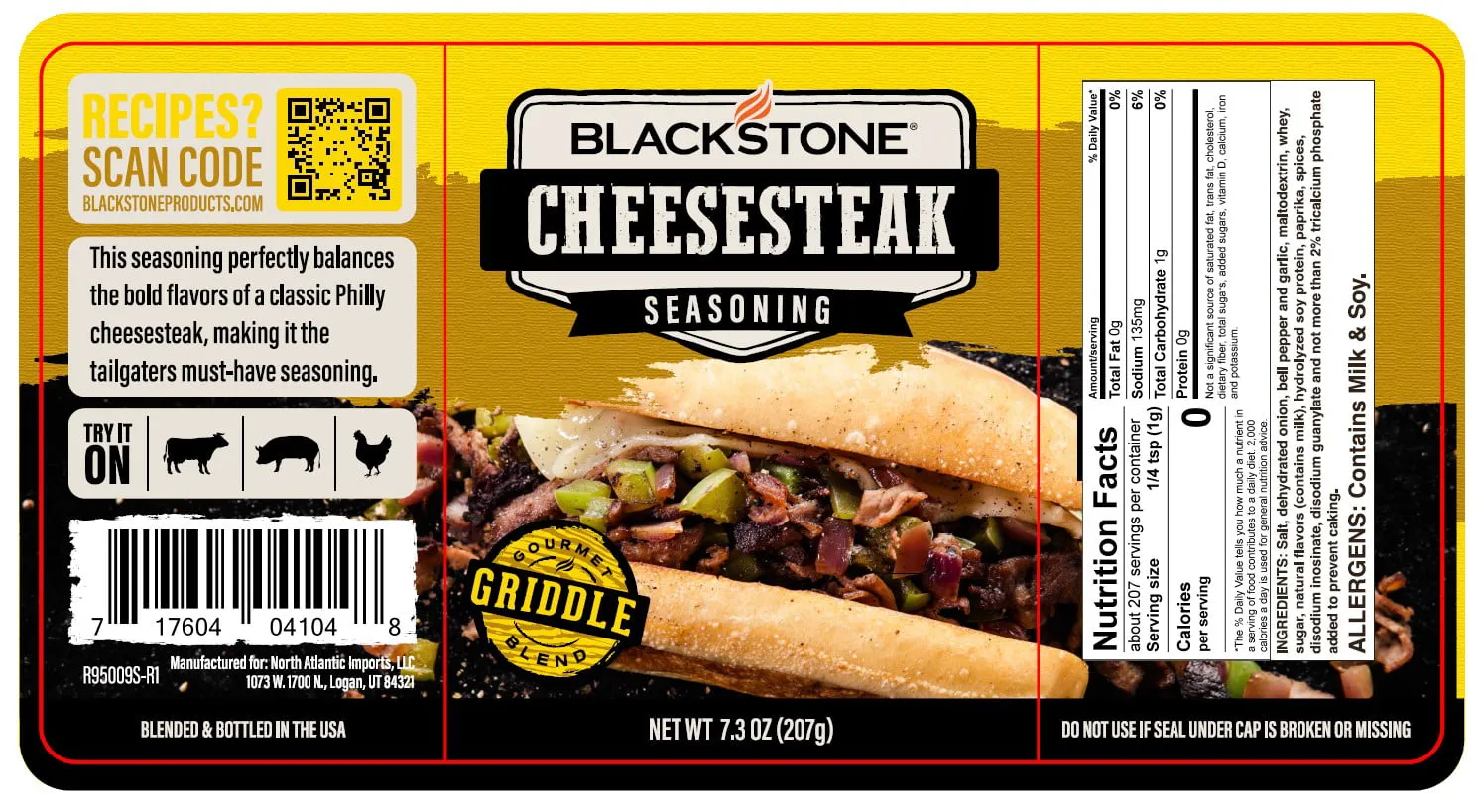 Blackstone Cheesesteak Savory Dry Mix Seasoning 7.3 Oz