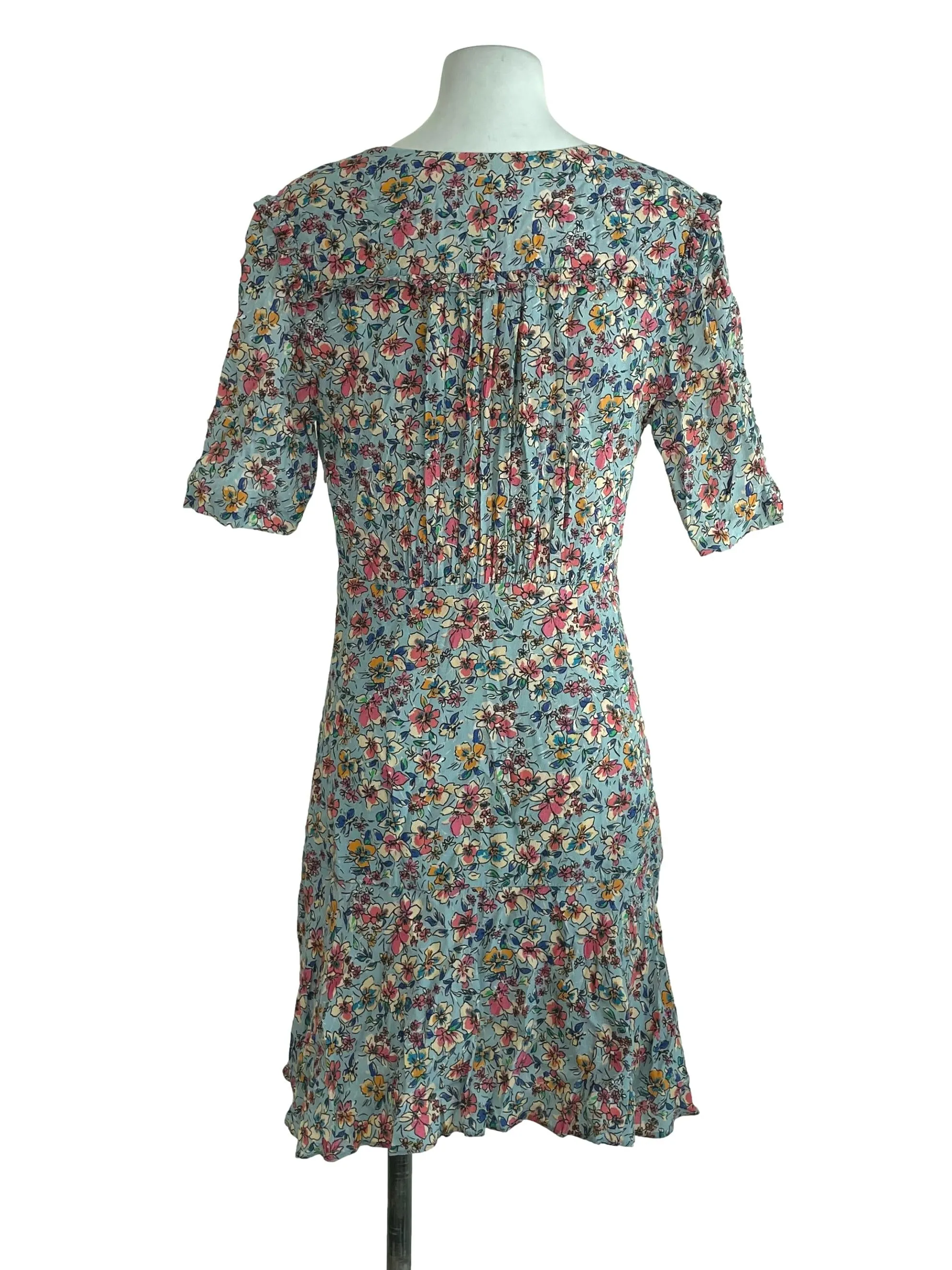Blue Floral Drawstring Flip Dress