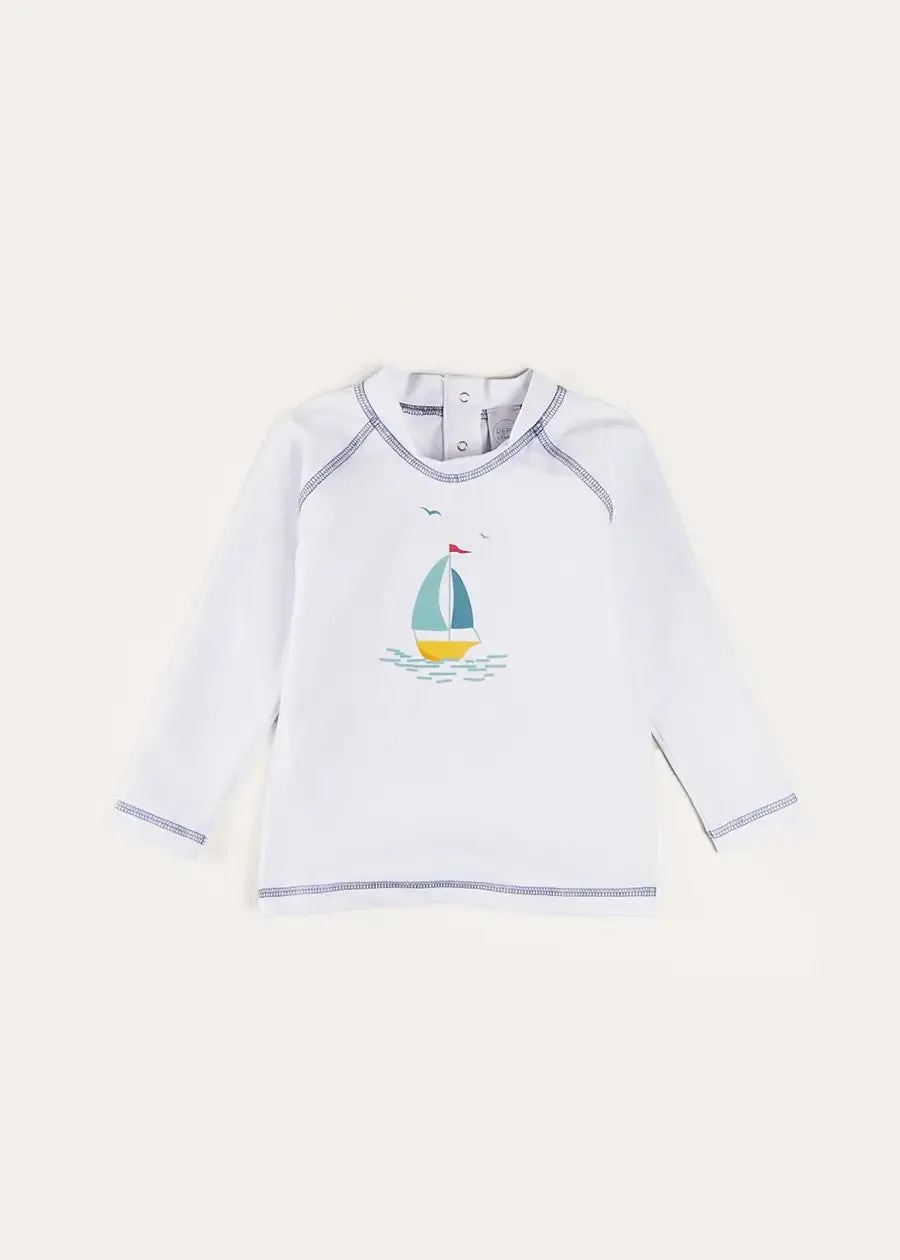 Boat Motif Long Sleeve Rashguard in Blue (2-6yrs)
