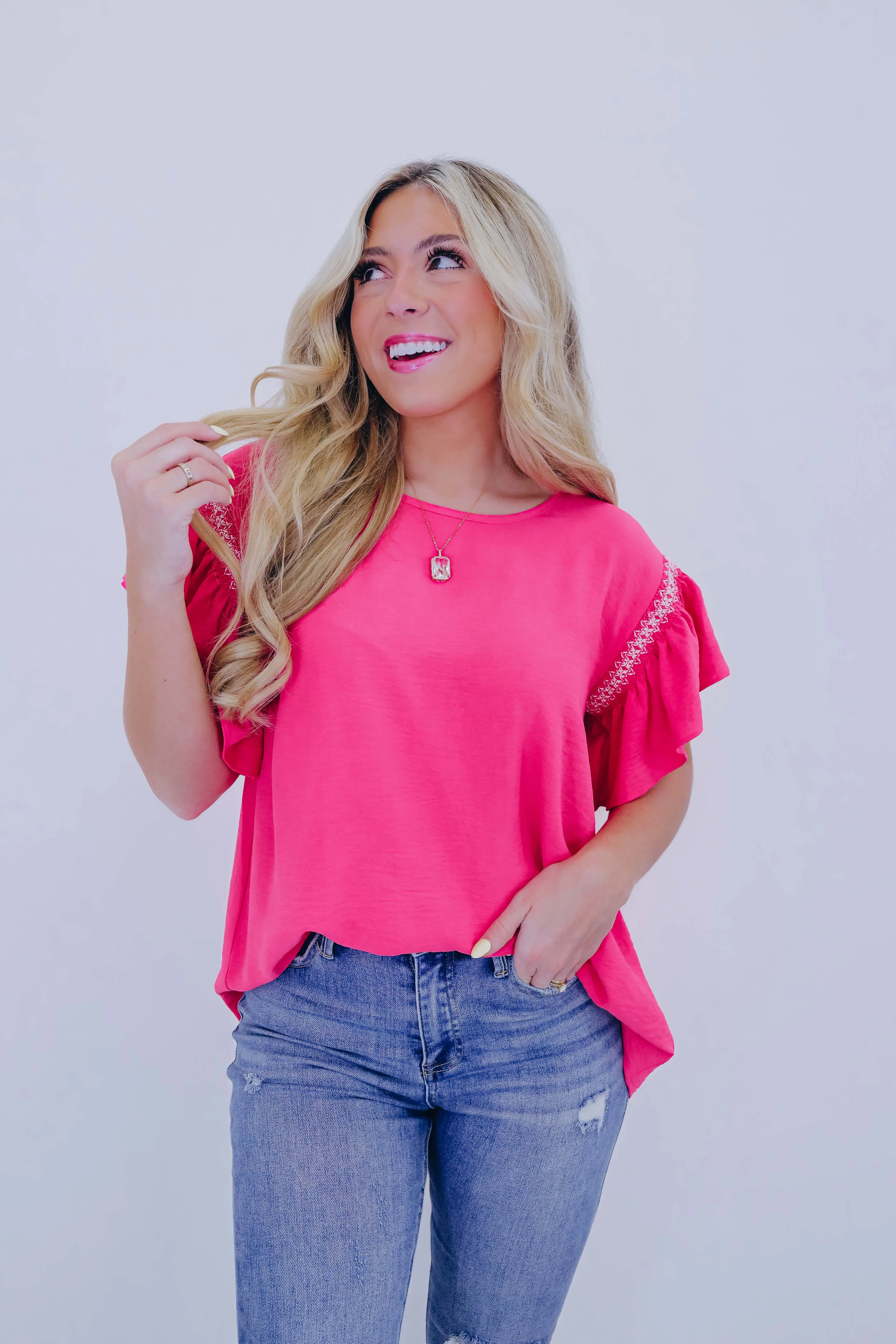 Bright On Top Flutter Sleeve Blouse - 5 Colors