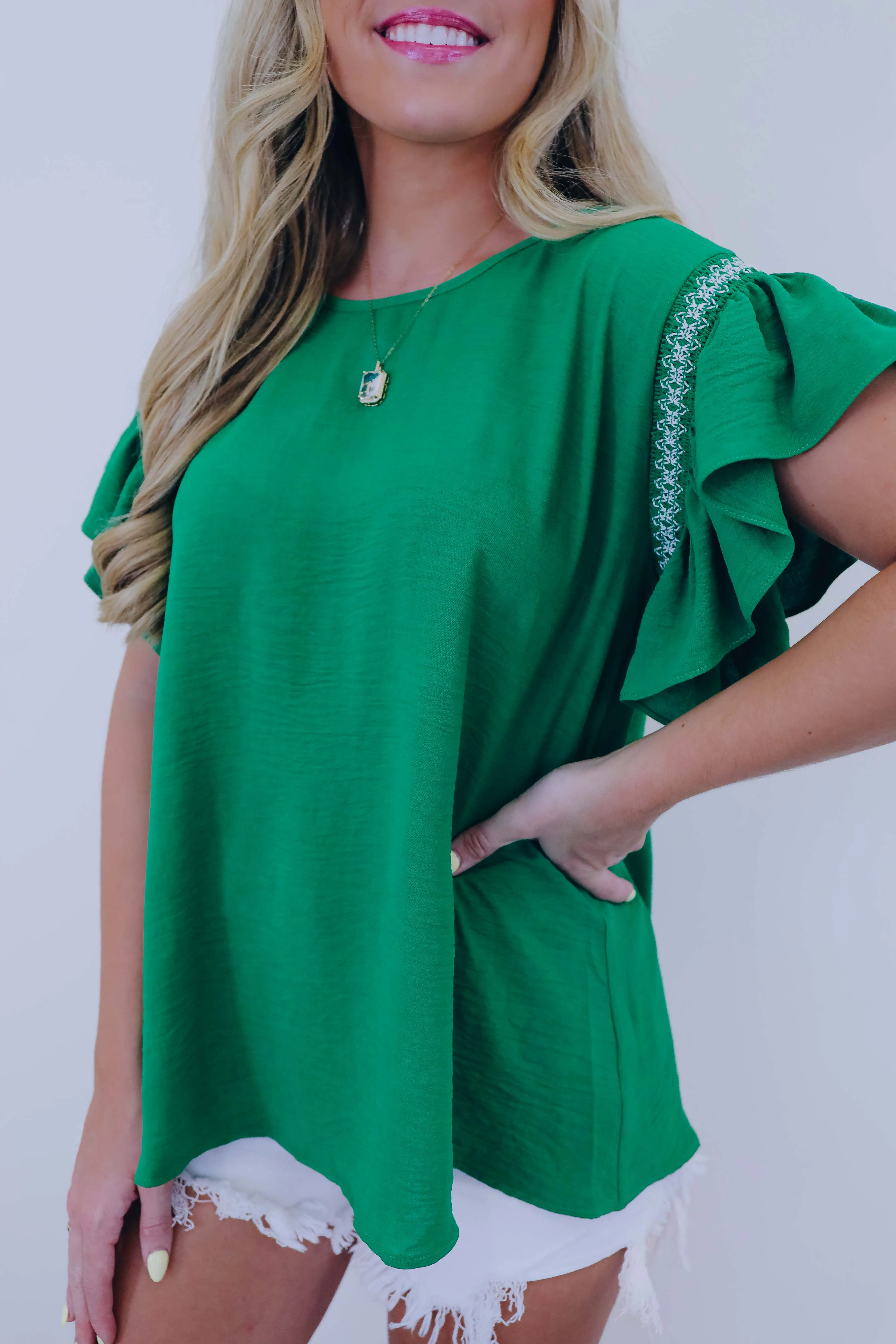 Bright On Top Flutter Sleeve Blouse - 5 Colors