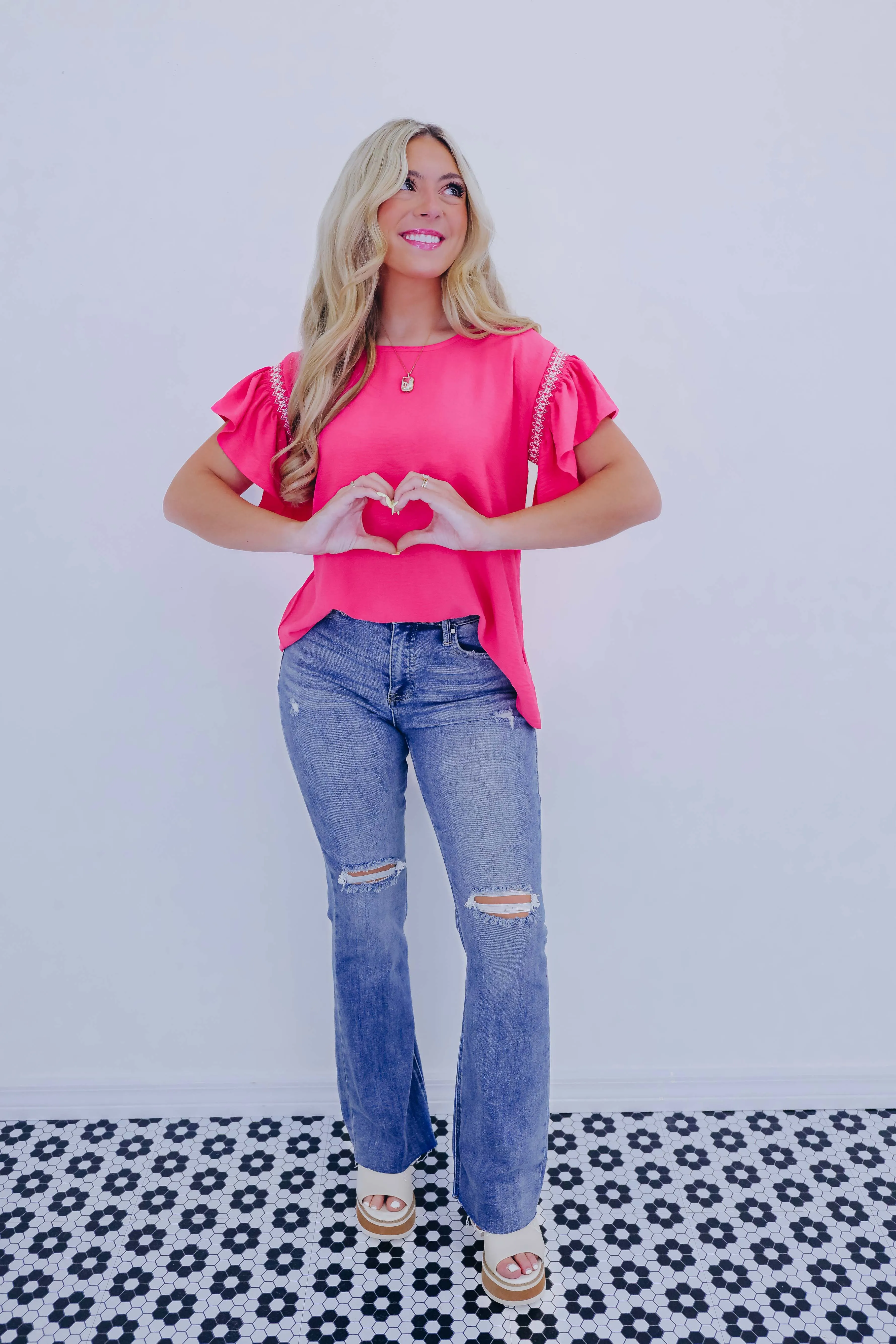 Bright On Top Flutter Sleeve Blouse - 5 Colors