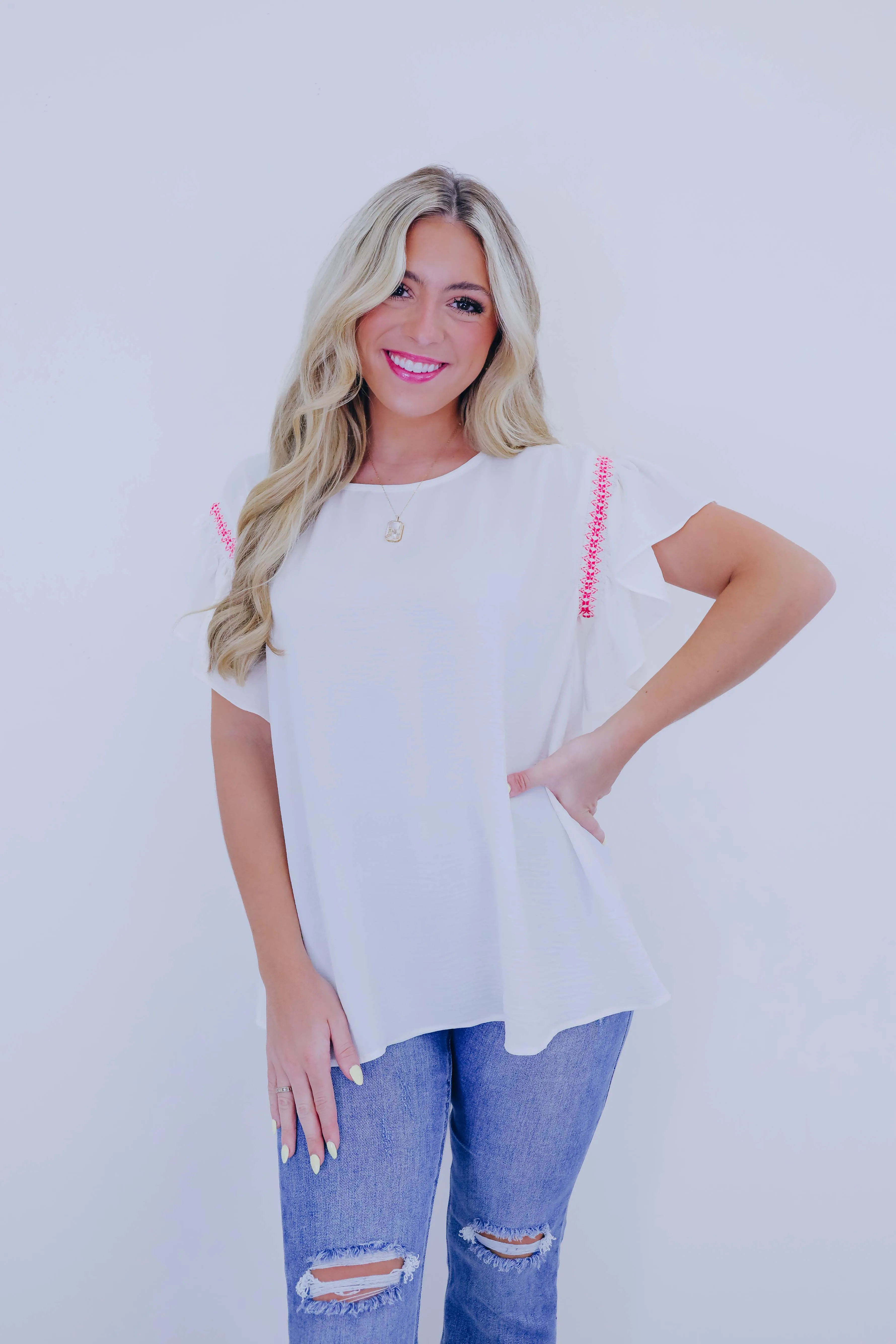 Bright On Top Flutter Sleeve Blouse - 5 Colors