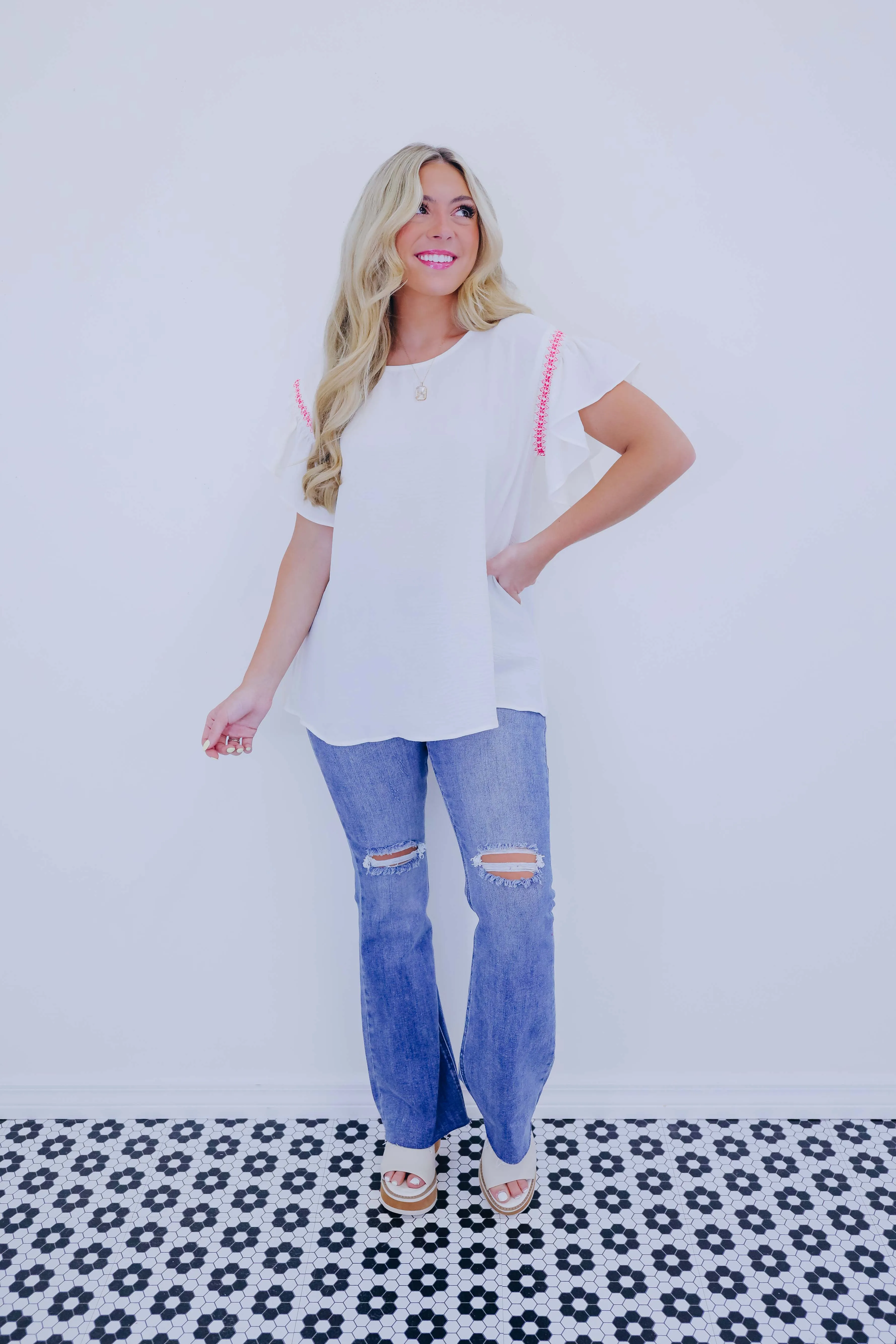 Bright On Top Flutter Sleeve Blouse - 5 Colors