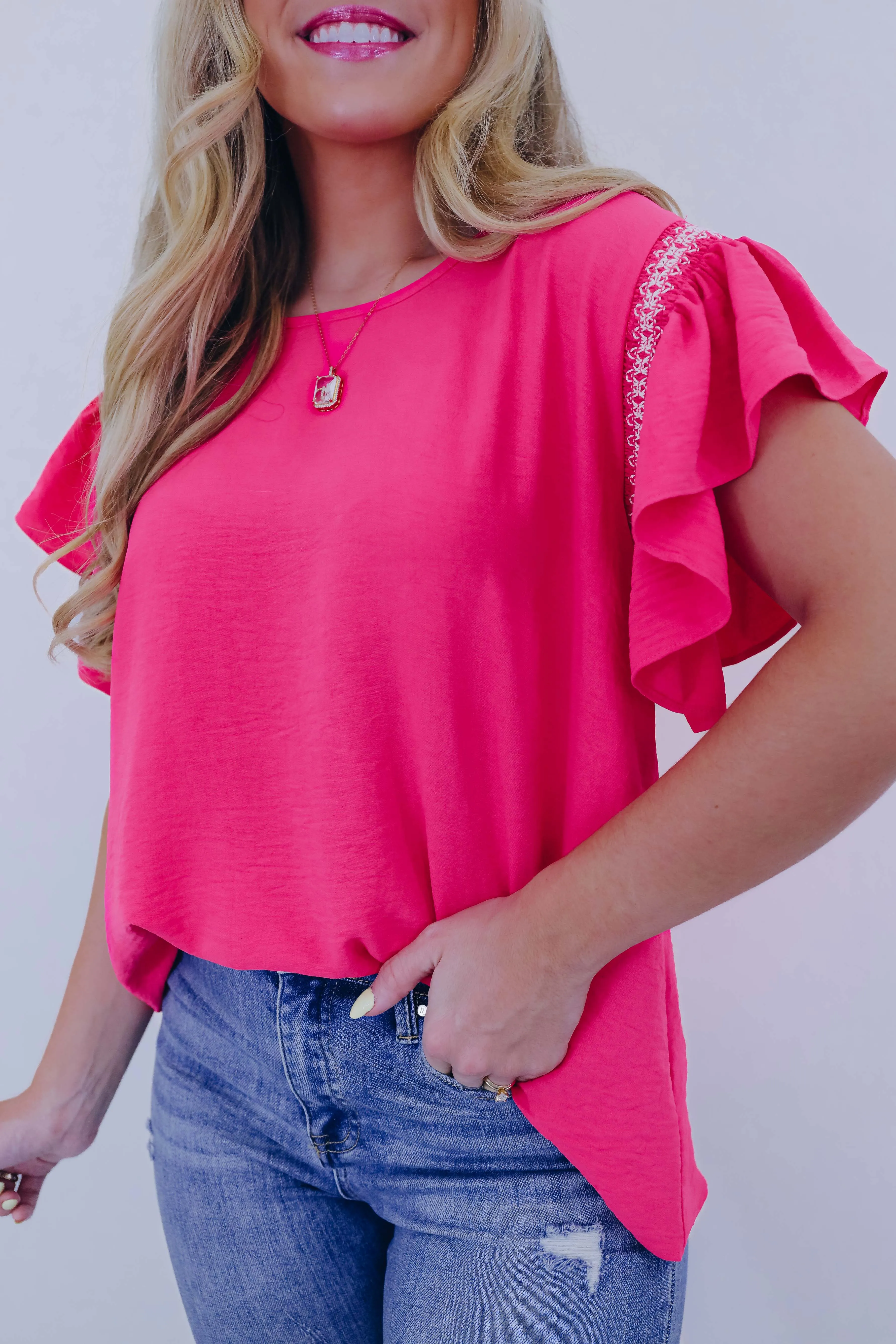 Bright On Top Flutter Sleeve Blouse - 5 Colors
