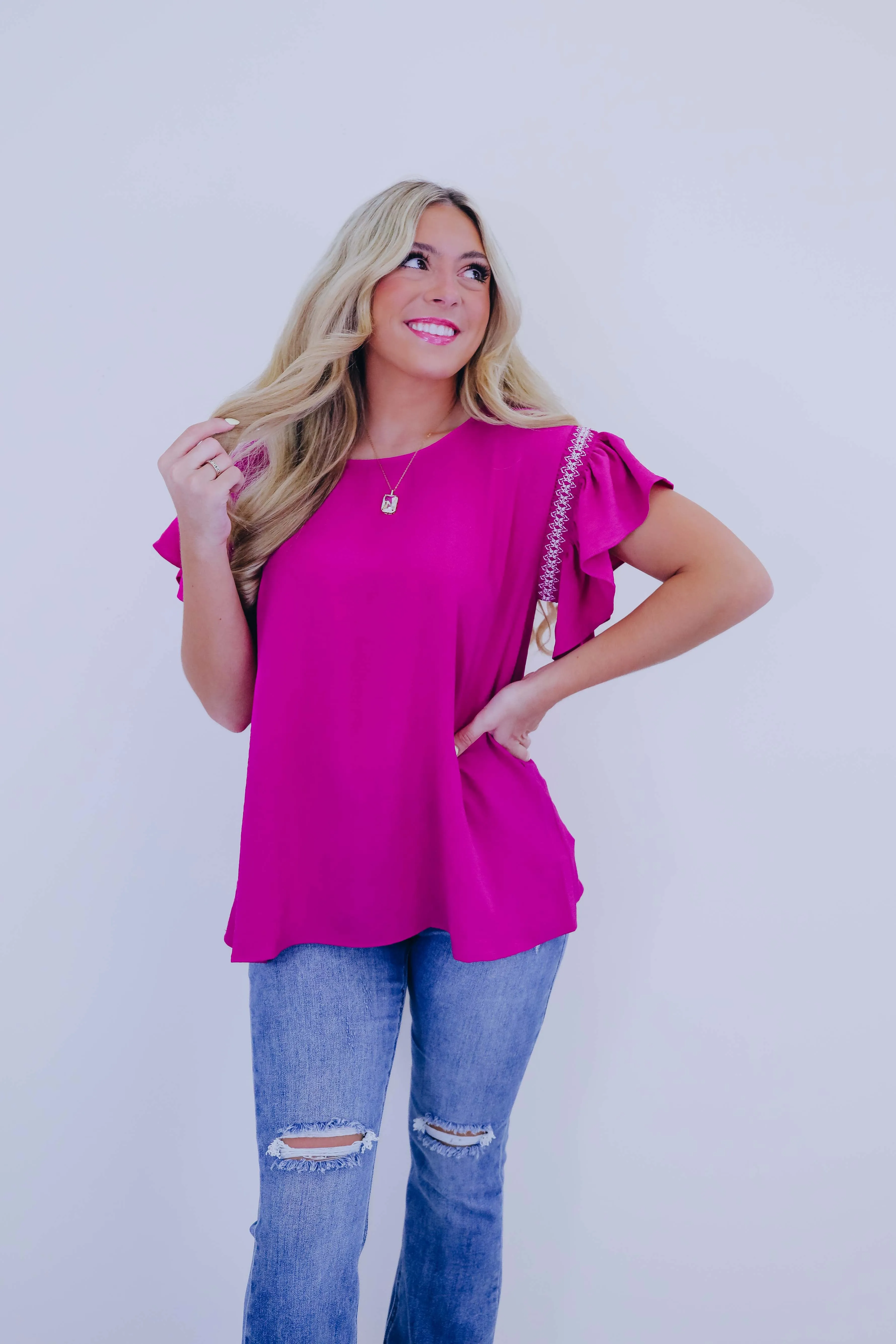Bright On Top Flutter Sleeve Blouse - 5 Colors