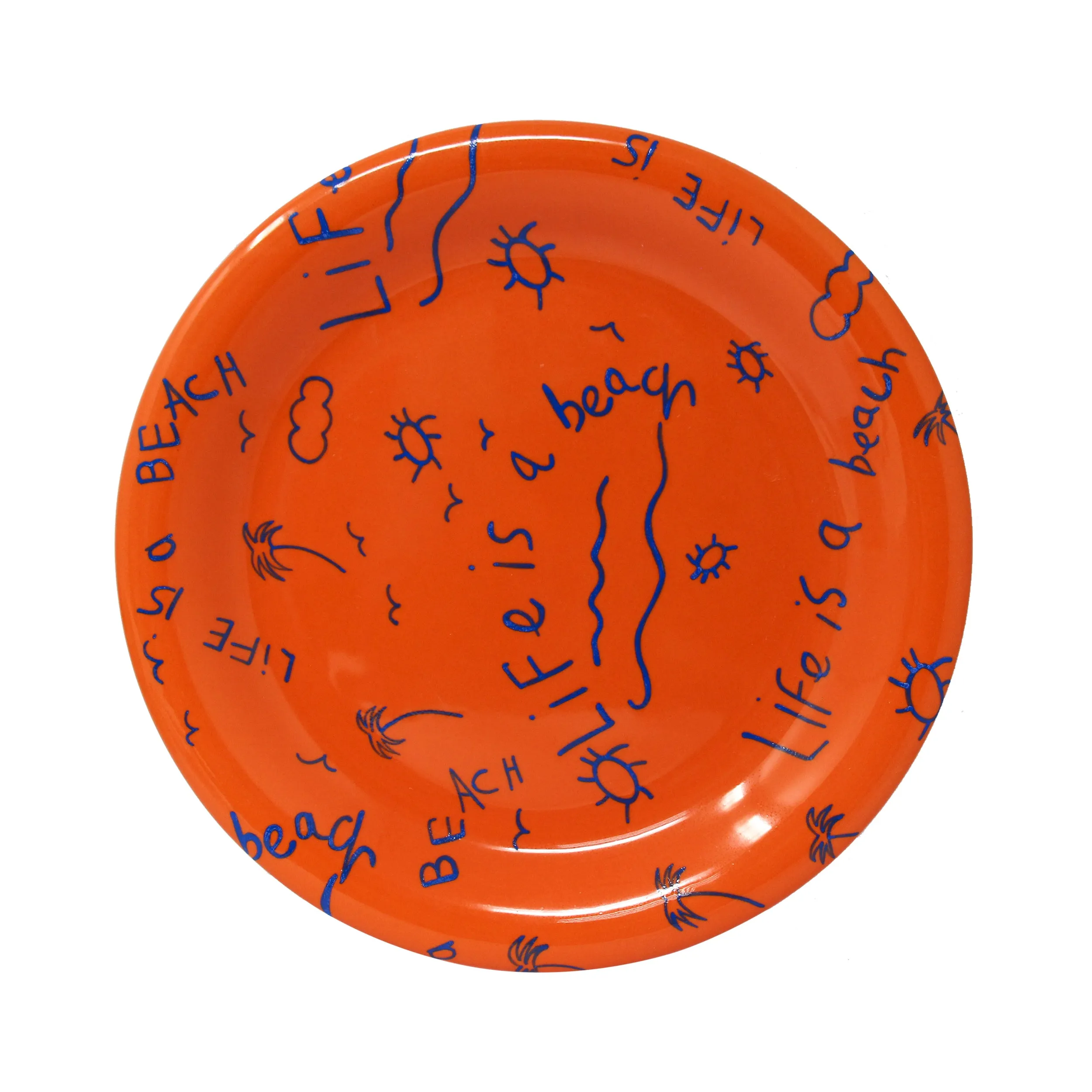 Ceramic Dinner Plate “Life is a Beach” (Set of 4)