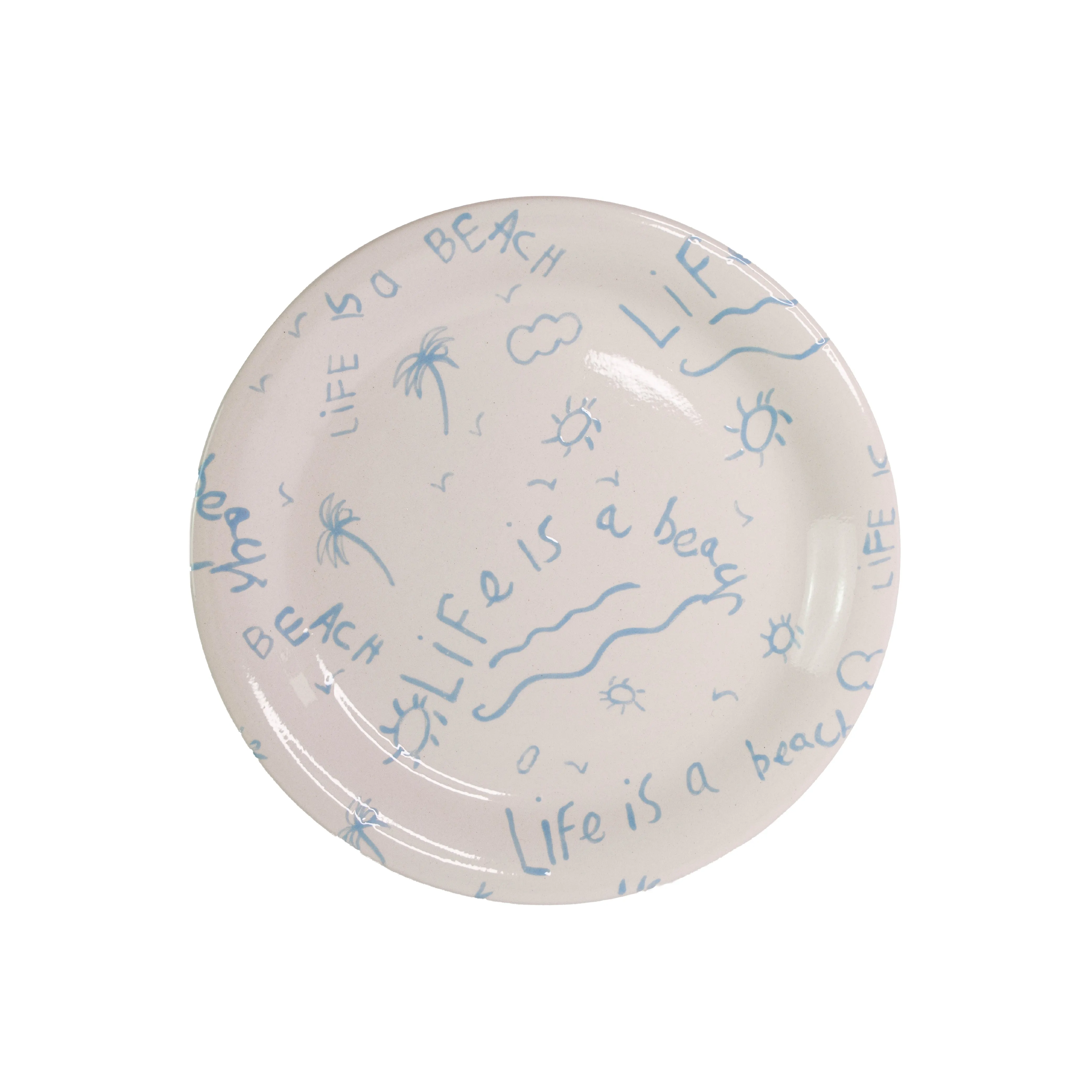 Ceramic Dinner Plate “Life is a Beach” (Set of 4)
