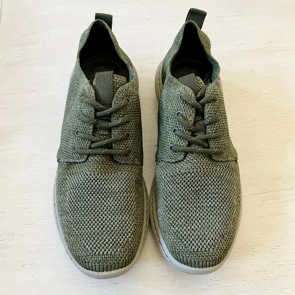 Clarks Mens Step Urban Mix Casual Shoe Size 7.5 Olive Green Knit Sneaker Lace Up