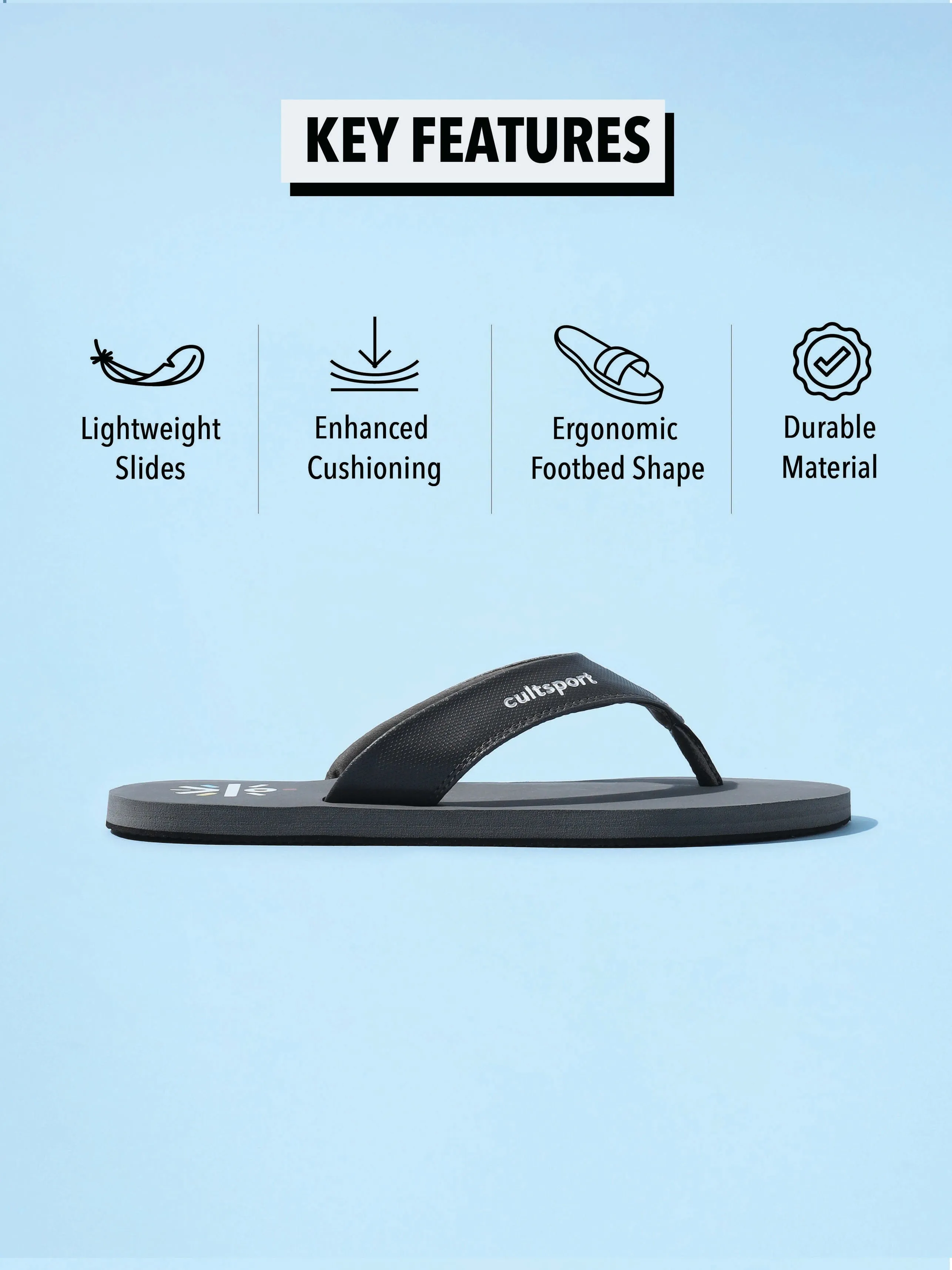 cult Repose Sweat Absorbing EVA Flip Flops - Dark Grey