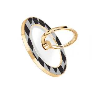 Diamond Black Checker - Golden MagSafe Phone Grip and Ring Holder Stand