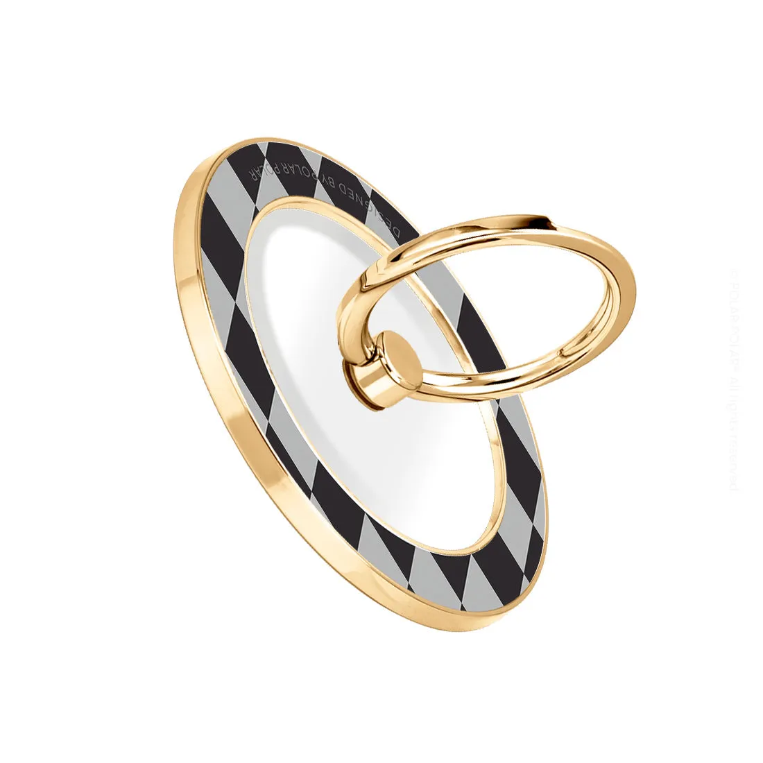 Diamond Black Checker - Golden MagSafe Phone Grip and Ring Holder Stand