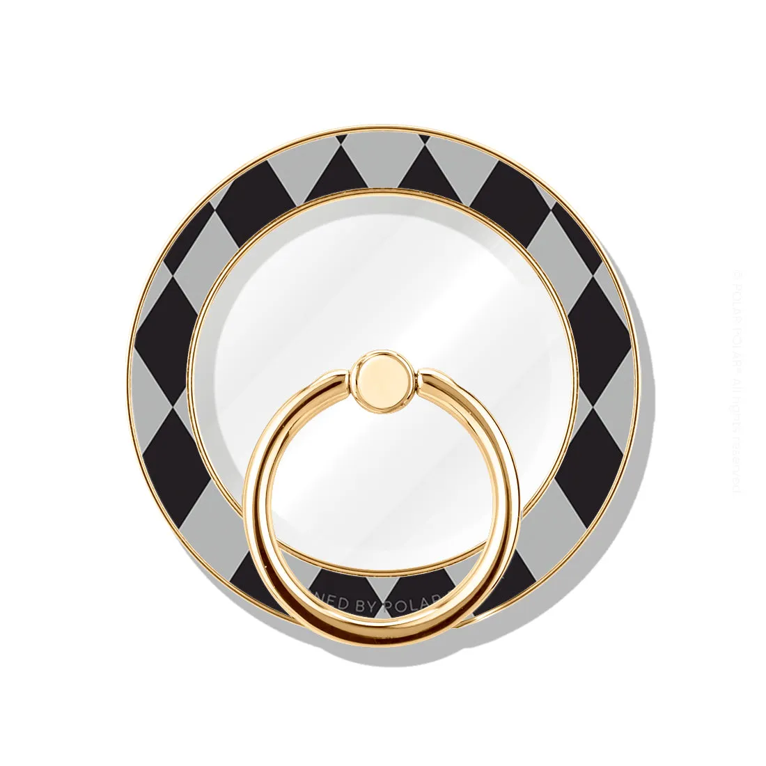 Diamond Black Checker - Golden MagSafe Phone Grip and Ring Holder Stand