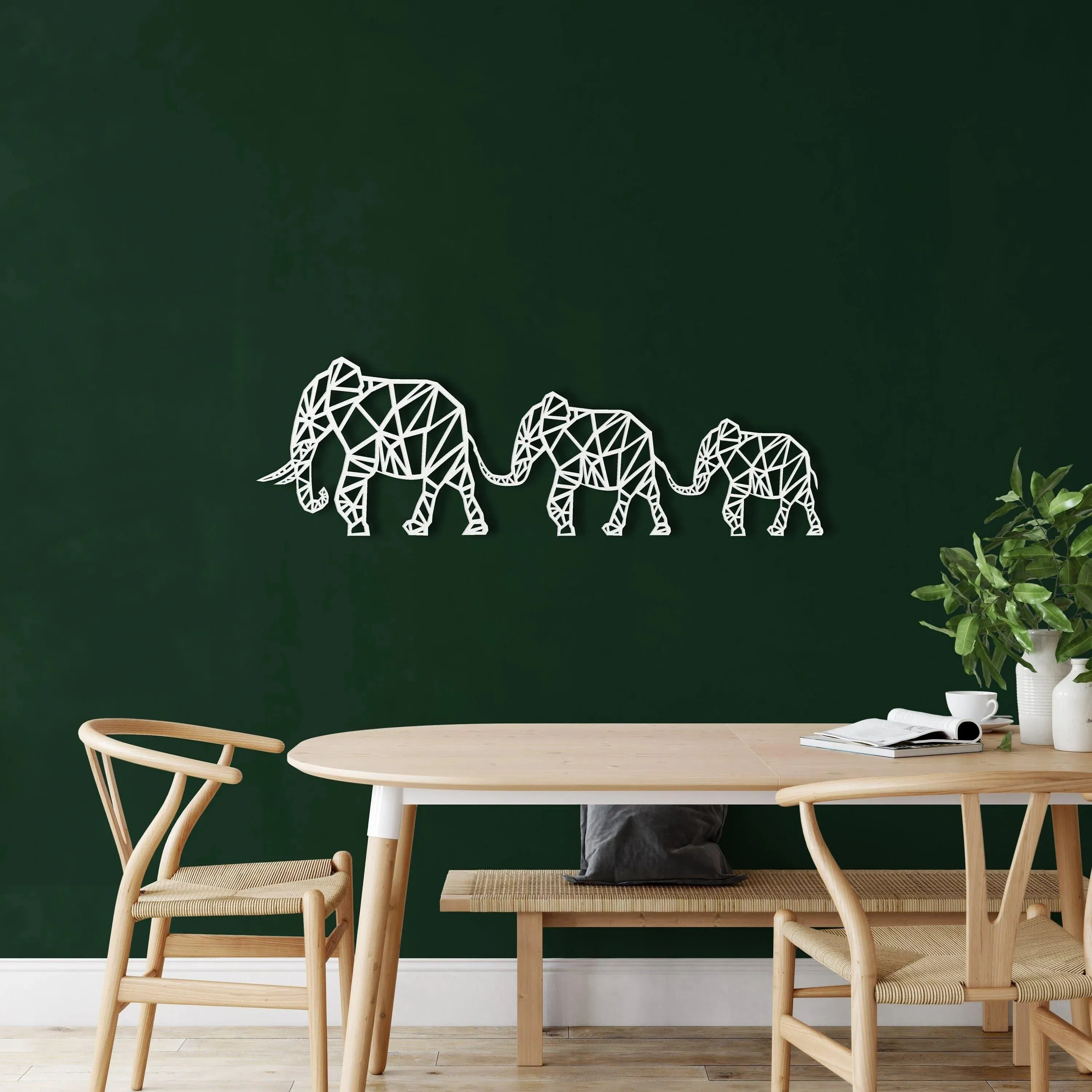 Elephant Family Metal Wall Hanging Decor