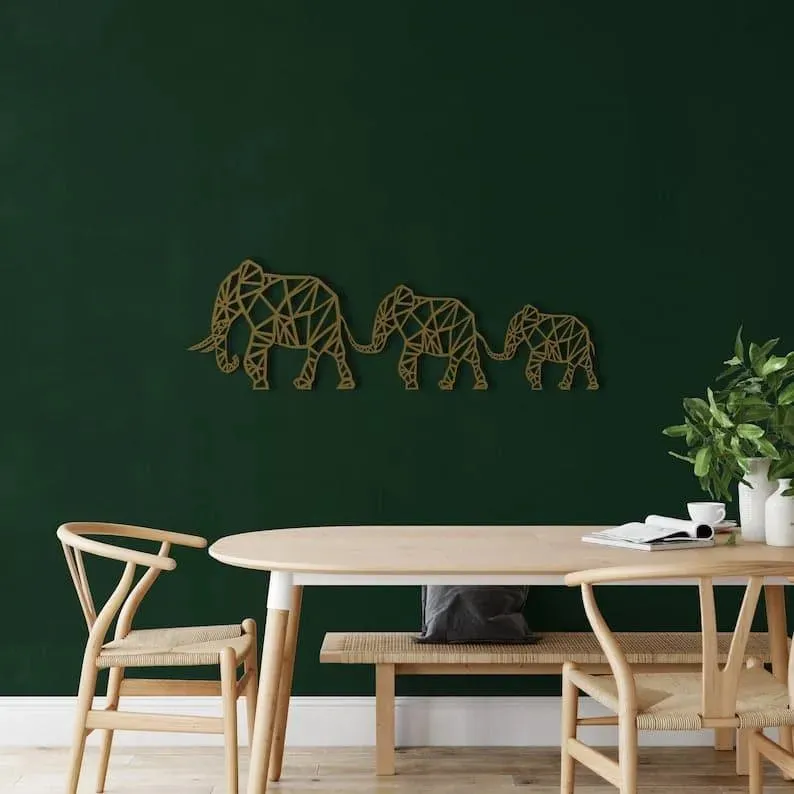 Elephant Family Metal Wall Hanging Decor