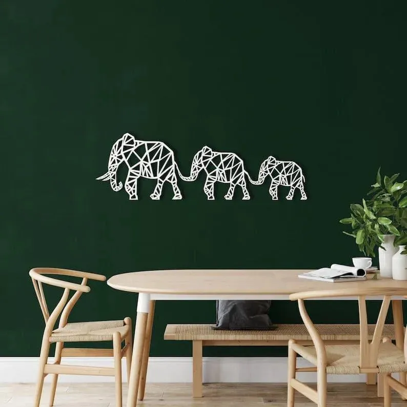 Elephant Family Metal Wall Hanging Decor