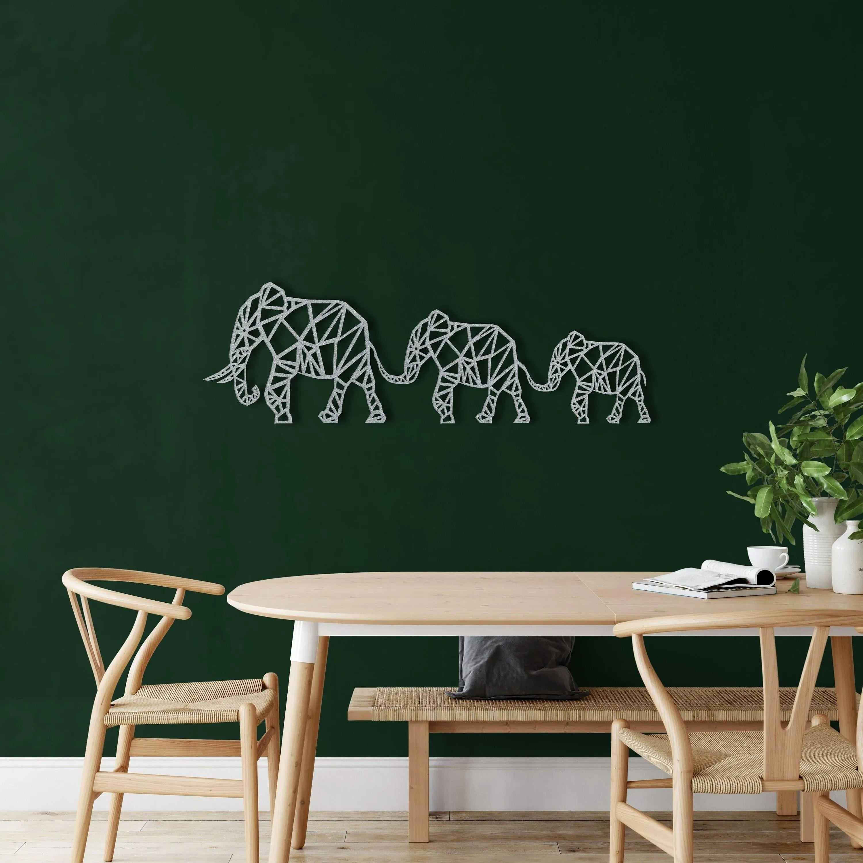 Elephant Family Metal Wall Hanging Decor