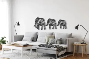 Elephant Family Metal Wall Hanging Decor