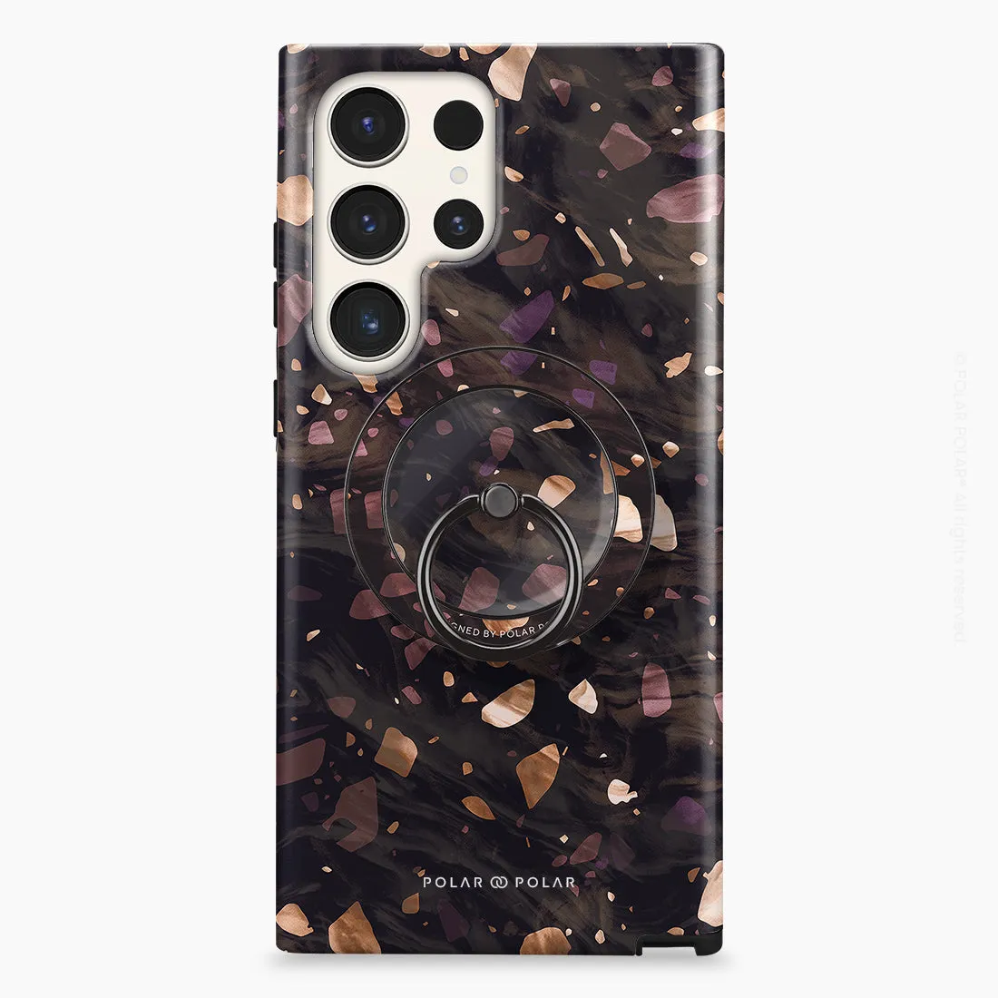 Eminence Terrazzo Gem - Black MagSafe Phone Grip and Ring Holder Stand
