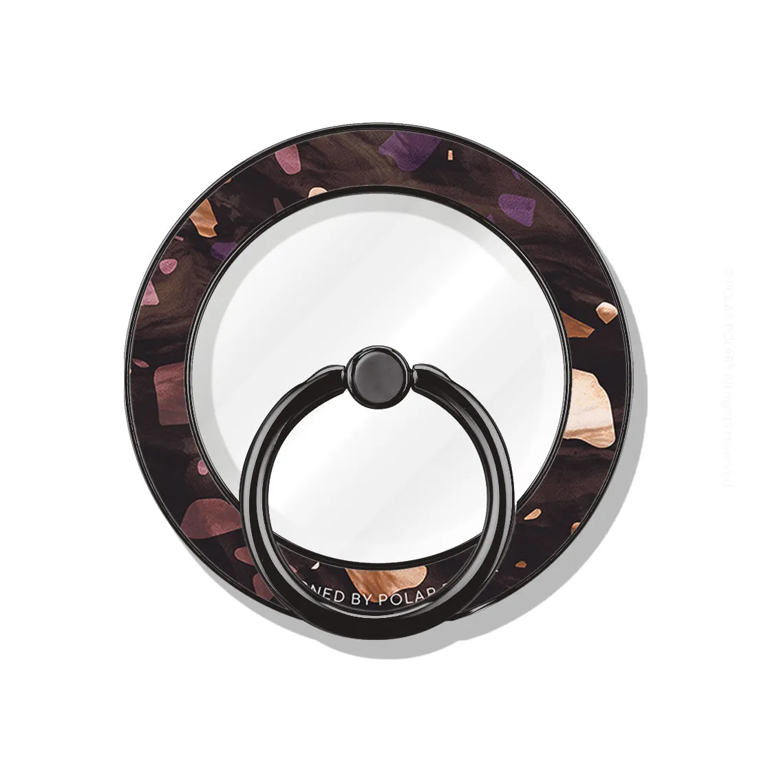 Eminence Terrazzo Gem - Black MagSafe Phone Grip and Ring Holder Stand