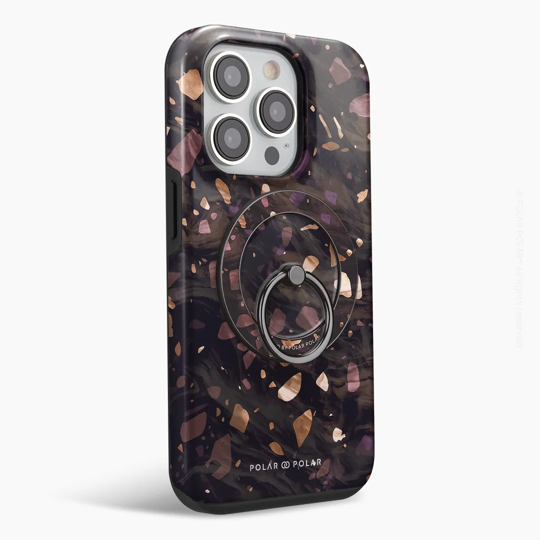 Eminence Terrazzo Gem - Black MagSafe Phone Grip and Ring Holder Stand
