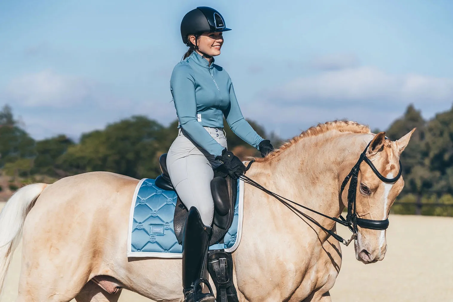 Equestrian Stockholm Dressage Pad Stone Blue