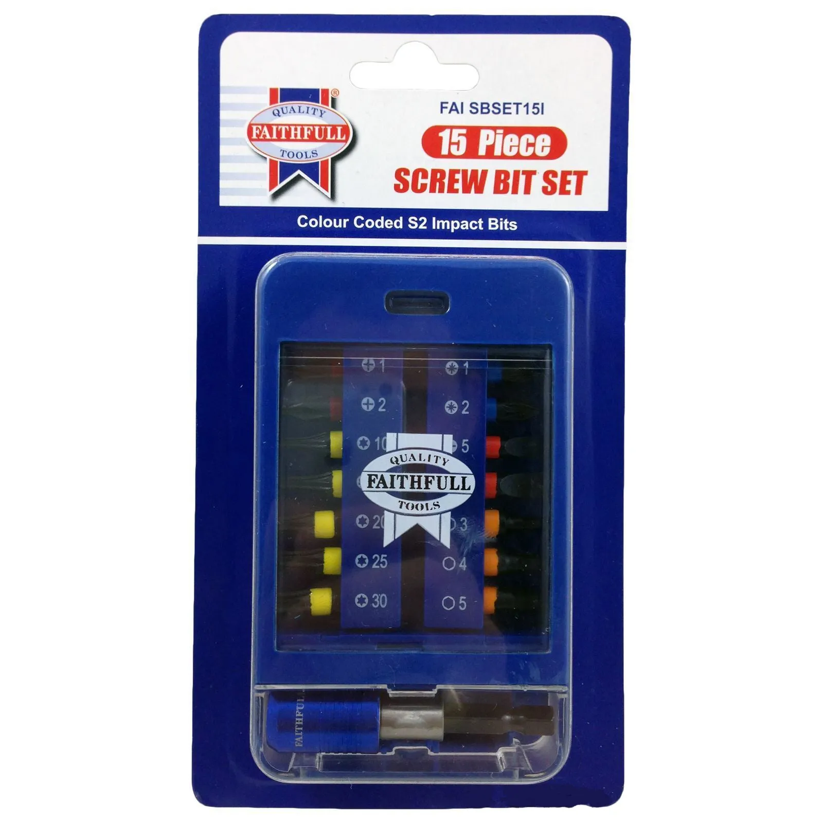 Faithfull 15 Piece Impact Screwdriver Bit Set   Bit Holder