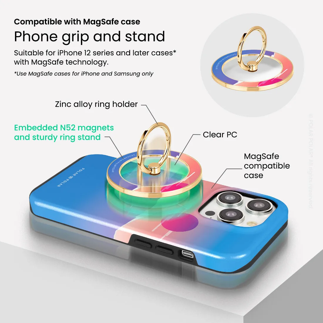 Fujisan Blue - Golden MagSafe Phone Grip and Ring Holder Stand