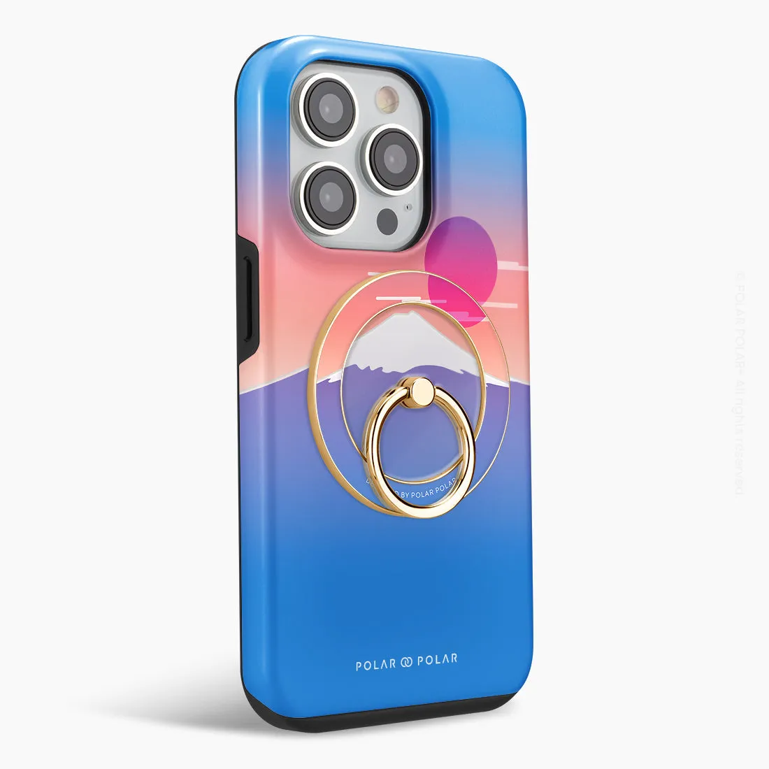 Fujisan Blue - Golden MagSafe Phone Grip and Ring Holder Stand