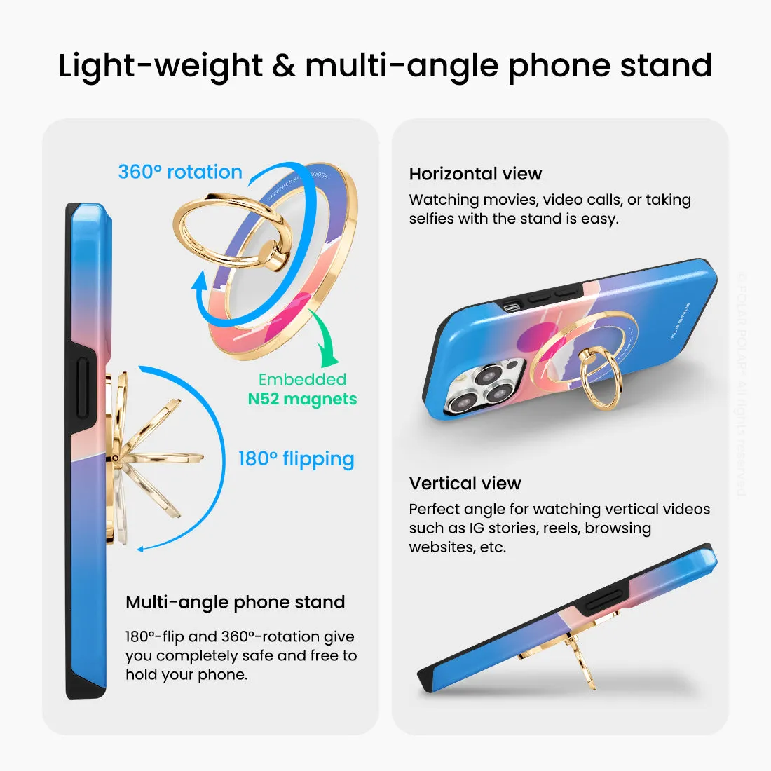 Fujisan Blue - Golden MagSafe Phone Grip and Ring Holder Stand