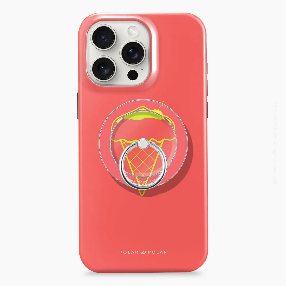 Fujisan Coral Ice Cream - Silver MagSafe Phone Grip and Ring Holder Stand